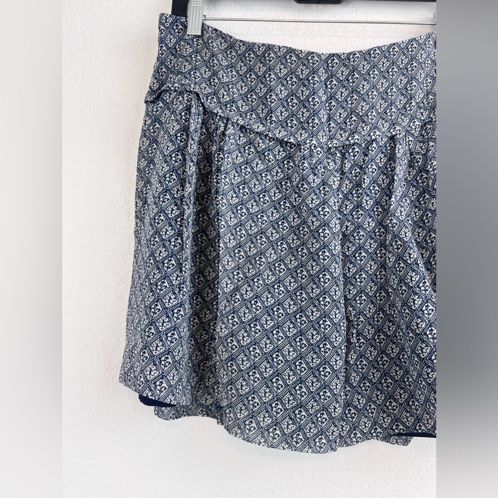 Madewell Silk Patterned Pleated Mini Skirt Size 12 - Picture 2 of 9